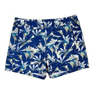 Columbia Women's Tidal II Short Blue Green Floral Leaf Print Stretch Size 2X